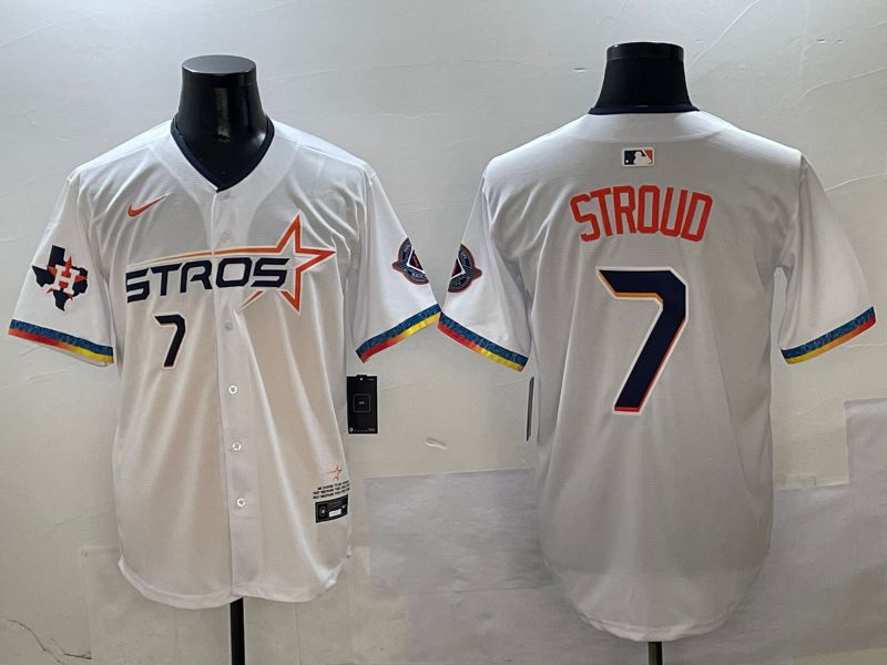 Men Houston Astros #7 Stroud White Fourth generation Joint Name Nike 2025 MLB Jersey style 2